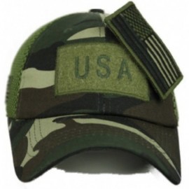 Baseball Caps USA American Flag Baseball Cap Patch Trucker Army CAMO Hat Hunting - Woodland Camo - CH18EE3NWAE $12.45
