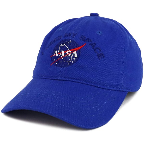 Baseball Caps NASA I Need My Space Embroidered 100% Brushed Cotton Soft Low Profile Cap - Royal - CJ12L01O1MH $17.85