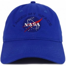 Baseball Caps NASA I Need My Space Embroidered 100% Brushed Cotton Soft Low Profile Cap - Royal - CJ12L01O1MH $17.85