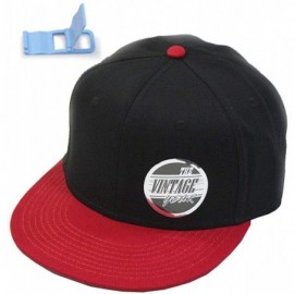 Baseball Caps Premium Plain Cotton Twill Adjustable Flat Bill Snapback Hats Baseball Caps - Red/Black - CT1229FK1TF $15.93