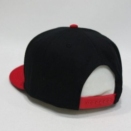 Baseball Caps Premium Plain Cotton Twill Adjustable Flat Bill Snapback Hats Baseball Caps - Red/Black - CT1229FK1TF $15.93