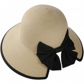 Sun Hats Summer Straw Beach Sun Visor Ponytail Hats for Women Foldable Floppy - Straw-nk-beige - C818QXWYXI3 $13.71