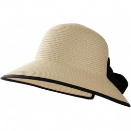 Sun Hats Summer Straw Beach Sun Visor Ponytail Hats for Women Foldable Floppy - Straw-nk-beige - C818QXWYXI3 $13.71