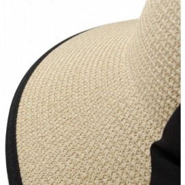 Sun Hats Summer Straw Beach Sun Visor Ponytail Hats for Women Foldable Floppy - Straw-nk-beige - C818QXWYXI3 $13.71