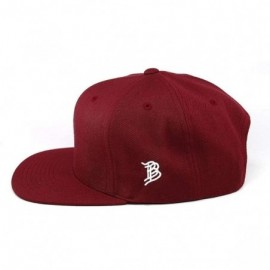 Baseball Caps USA 'Midnight Glory' Dark Leather Patch Classic Snapback Hat - One Size Fits All - Maroon - C318IGONUS6 $40.13