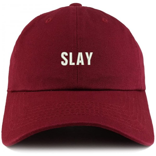 Baseball Caps Slay Embroidered Low Profile Soft Cotton Dad Hat Cap - Wine - C818D4Y9HOH $17.90