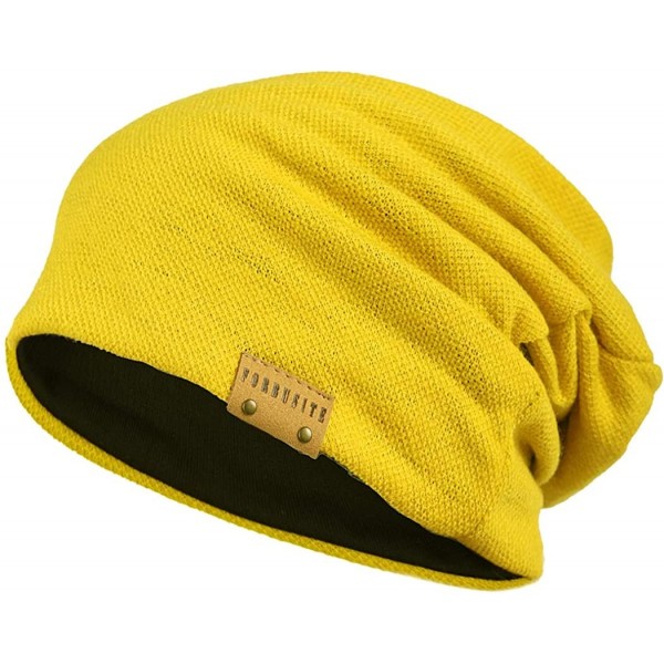 Skullies & Beanies Slouch Beanie Hat for Men Women Summer Winter B010 - Flannel-yellow - C518XE8CSWX $11.75