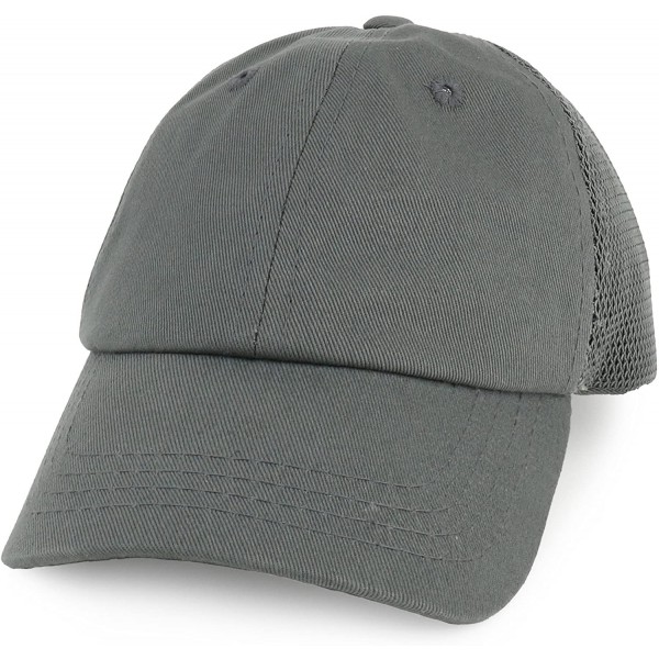 Baseball Caps Infant Size Unstructured Adjustable Trucker Mesh Baseball Cap - Dark Grey - CL18EQ8ENAZ $10.61