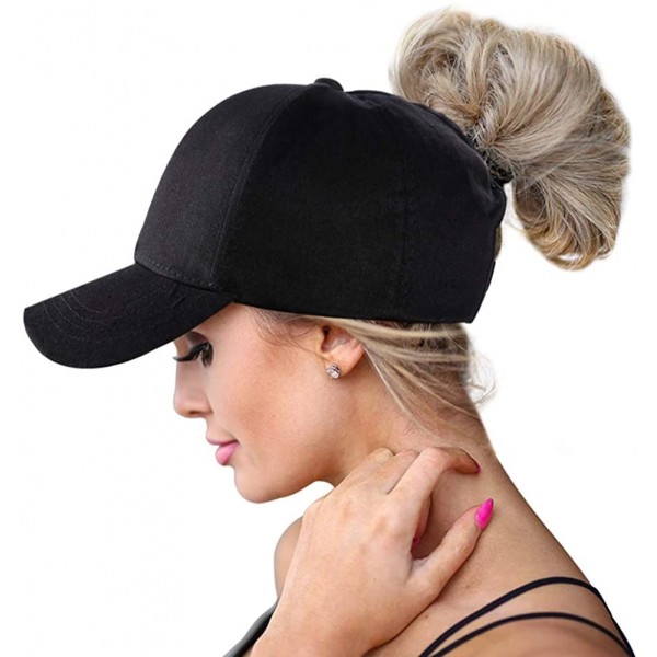 Sun Hats Ponytail Baseball Glitter Ponycaps Adjustable - Aa-classic-black - CW194UOYZXI $8.52