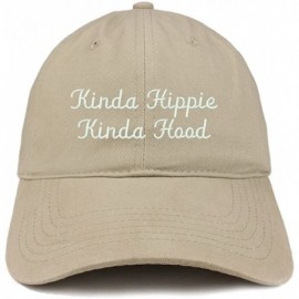 Baseball Caps Kinda Hippie Kinda Hood Embroidered Brushed Cotton Cap - Khaki - C4188T6CUG2 $32.49