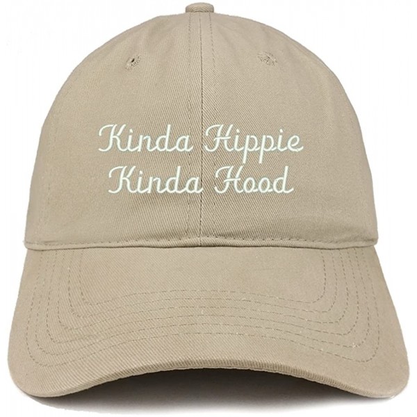 Baseball Caps Kinda Hippie Kinda Hood Embroidered Brushed Cotton Cap - Khaki - C4188T6CUG2 $16.68