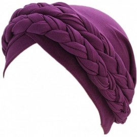 Skullies & Beanies Chemo Cancer Turbans Cap Twisted Braid Hair Cover Wrap Turban Headwear for Women - Tjm-341-pueple - C218M2...