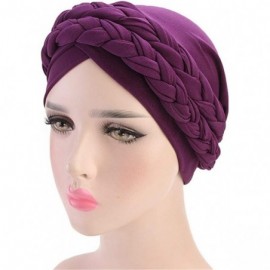 Skullies & Beanies Chemo Cancer Turbans Cap Twisted Braid Hair Cover Wrap Turban Headwear for Women - Tjm-341-pueple - C218M2...