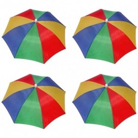 Sun Hats 4 Pack Umbrella Hat Cap Hands Free with Head Strap for Sun Rain - 4 Pack Rainbow - C91825D0UXK $26.23