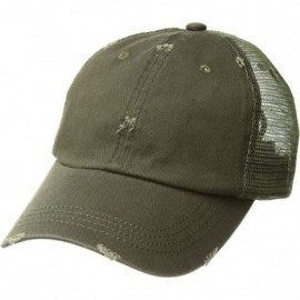 Baseball Caps MG Low Profile Special Cotton Mesh Cap - Dark Green - C9111QRIXEN $11.73