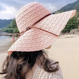 Sun Hats Summer Women Beach Sun Hat Floppy Wide Brim Travel Hat Foldable UV Protect Cotton Hat - Pink - C118R96ZHDM $11.18