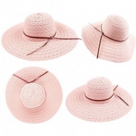 Sun Hats Summer Women Beach Sun Hat Floppy Wide Brim Travel Hat Foldable UV Protect Cotton Hat - Pink - C118R96ZHDM $11.18