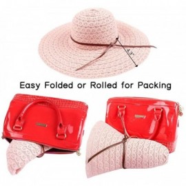 Sun Hats Summer Women Beach Sun Hat Floppy Wide Brim Travel Hat Foldable UV Protect Cotton Hat - Pink - C118R96ZHDM $11.18