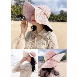 Sun Hats Summer Women Beach Sun Hat Floppy Wide Brim Travel Hat Foldable UV Protect Cotton Hat - Pink - C118R96ZHDM $11.18