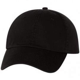 Baseball Caps VC350 - Unstructured Washed Chino Twill Cap with Velcro - Black - C211DY2KHFL $10.37