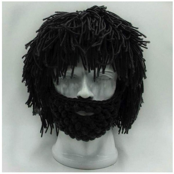 Skullies & Beanies Skullies Beanies Handmade Knitted Mustache - Black - CC18L68CZAX $19.74