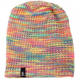 Berets Women's Slouchy Beanie Knit Beret Skull Cap Baggy Winter Summer Hat B08w - Pink/Yellow/Green - C518UTT5Y7I $11.08