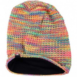 Berets Women's Slouchy Beanie Knit Beret Skull Cap Baggy Winter Summer Hat B08w - Pink/Yellow/Green - C518UTT5Y7I $11.08