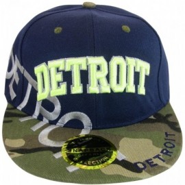 Baseball Caps Detroit Large Script Men's Adjustable Snapback Baseball Caps - Black/Camo - CY17YIDKU3U $11.53