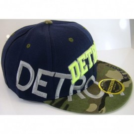 Baseball Caps Detroit Large Script Men's Adjustable Snapback Baseball Caps - Black/Camo - CY17YIDKU3U $11.53