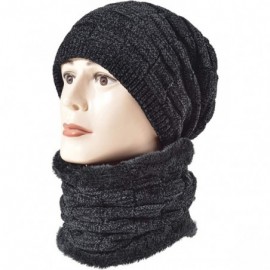 Skullies & Beanies Styles Oversized Winter Extremely Slouchy - Wbxne Black Hat&scarf - CN18ZZMWX2U $11.22