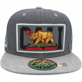 Baseball Caps Embroidered California Republic Bear in Square Patch Snapback Baseball Hat - Cali/Charcoal-hgrey - C91939OM5TU ...