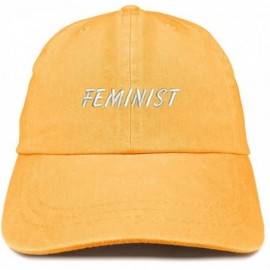 Baseball Caps Feminist Embroidered Washed Cotton Adjustable Cap - Mango - CO18D0SNYE4 $21.90