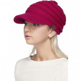 Skullies & Beanies Exclusive Brim Visor Trendy Warm Chunky Soft Stretch Cable Knit - Hot Pink - C012N81K14A $20.12