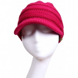 Skullies & Beanies Exclusive Brim Visor Trendy Warm Chunky Soft Stretch Cable Knit - Hot Pink - C012N81K14A $20.12