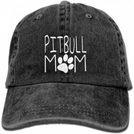 Baseball Caps Unisex Washed Pitbull Mom Fashion Denim Baseball Cap Adjustable Travel Hat - Black - C018DUKHLK2 $28.55