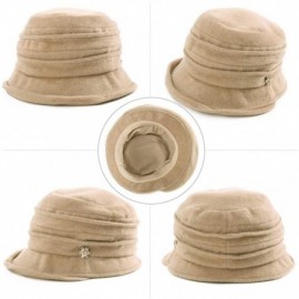 Berets Womens Wool Blend Winter Bucket 1920s Vintage Derby Hat Fedora Round Fall Bowler 55-59cm - 89108-beige - CN18ZCQ9O9M $...