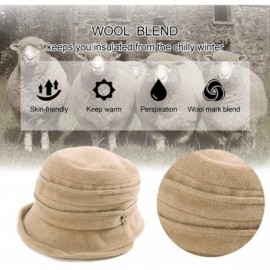 Berets Womens Wool Blend Winter Bucket 1920s Vintage Derby Hat Fedora Round Fall Bowler 55-59cm - 89108-beige - CN18ZCQ9O9M $...