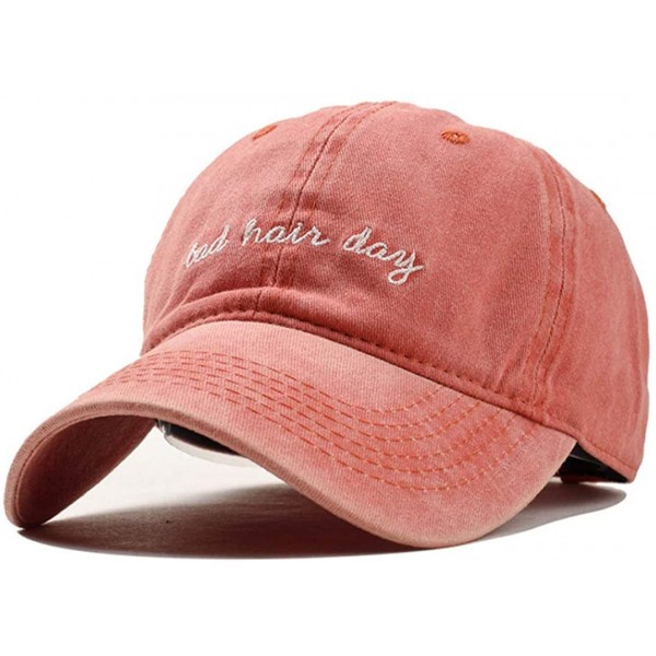 Baseball Caps Vintage Hat Bad-Hair-Day Embroidered Women-Baseball-Dad Hats Distressed - Orange - CN18GZNEX22 $8.55