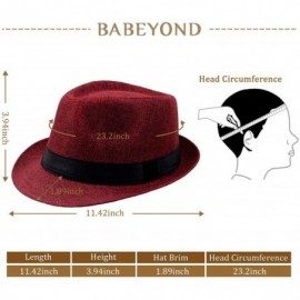 Fedoras 1920s Panama Fedora Hat Cap for Men Gatsby Hat for Men 1920s Mens Gatsby Costume Accessories - Red - CW18HTTGRLY $13.69