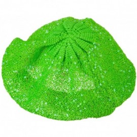 Berets Sequin Nylon Stretchable Beret - Lime - CL11K1CSVJV $15.36