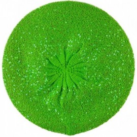 Berets Sequin Nylon Stretchable Beret - Lime - CL11K1CSVJV $15.36