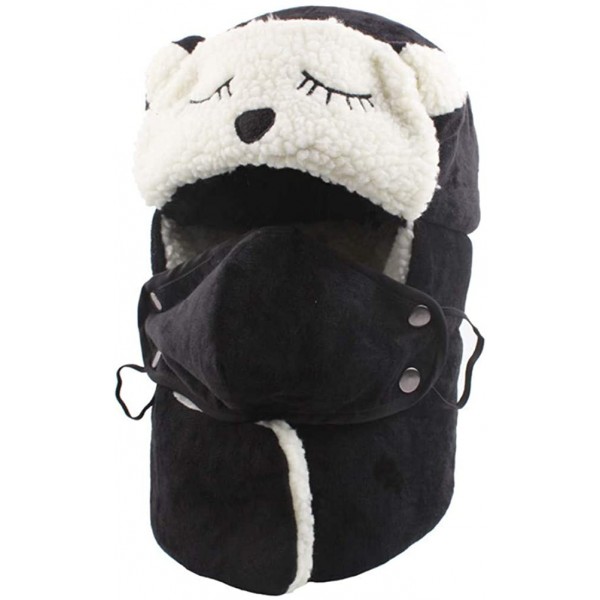 Bomber Hats Winter Warm Trapper Hat with Windproof Mask Winter Ear Flap Hat for Men Women - Z-women(black) - CM1936LETS7 $16.92