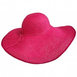 Sun Hats Wide Brim Straw Floppy Hat - Hot Pink - CK1137G893L $44.77