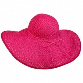 Sun Hats Wide Brim Straw Floppy Hat - Hot Pink - CK1137G893L $28.28