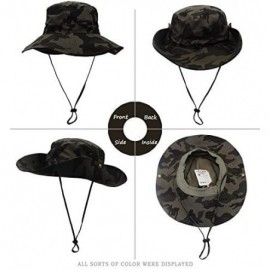 Sun Hats Outdoor Sun Hats with Wind Lanyard Bucket Hat Fishing Cap Boonie for Men/Women/Kids - Olive Green Camouflage - CP17Y...