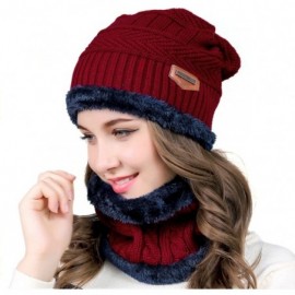 Skullies & Beanies Womens Mens Winter Hat Warm Thick Beanie Cap Scarf for Winter Knit Ski Beanies - Red - CY186O9THDD $13.54