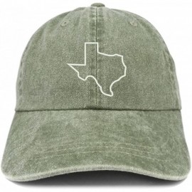 Baseball Caps Texas State Outline Embroidered Washed Cotton Adjustable Cap - Olive - C6185LUGRC9 $17.80