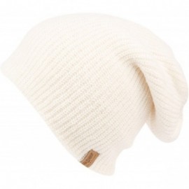 Skullies & Beanies Basic Reversible Slouch Beanie Oversized Ribbed Knit Winter Hats bn2752 - White - C1187GKGZIG $13.20