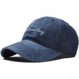 Baseball Caps Bad Hair Day Baseball - Distressted Washed Dad Hat- with Adjustable Strapback - Blue - CO18IISUYQD $10.10