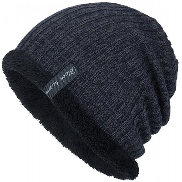 Skullies & Beanies Unisex Knit Cap Hedging Head Hat Beanie Cap Warm Outdoor Fashion Beret - Navy - CI18I9KXLTG $10.53